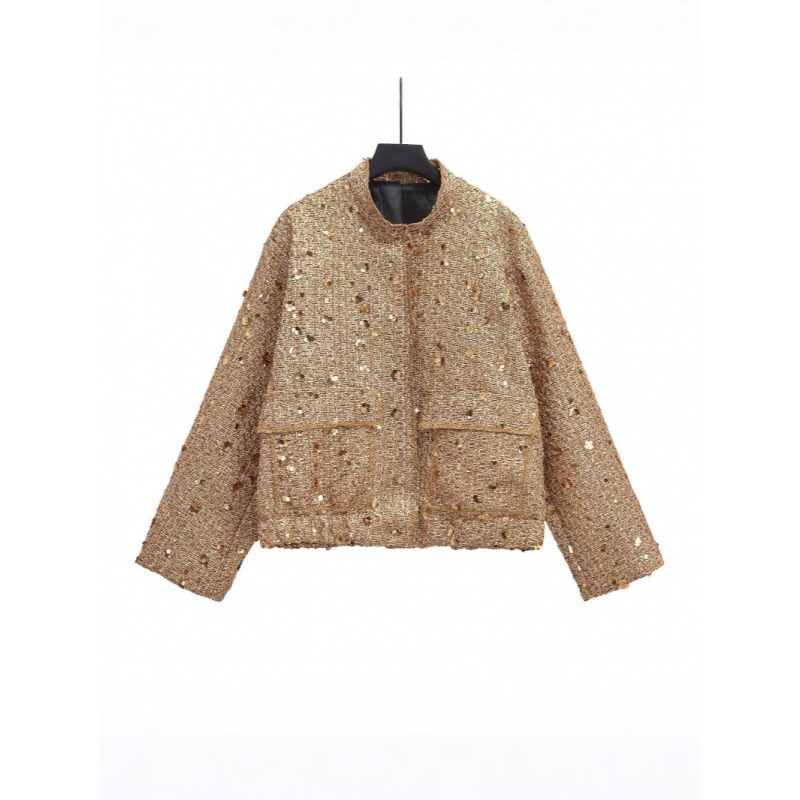 Za Cross-Border Foreign Trade Wholesale Spring and Autumn Sequin-Decorated Fashion Niche Design Chanel-Style Jacket Za Cross-Border Foreign Trade Wholesale Spring and Autumn Sequin-Decorated Fashion Niche Design Chanel-Style Jacket