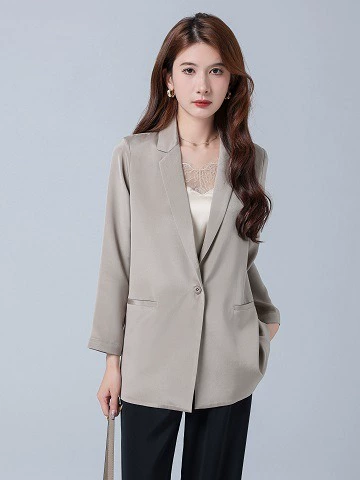 Silk autumn classic suit jacket, long-sleeve, oversize