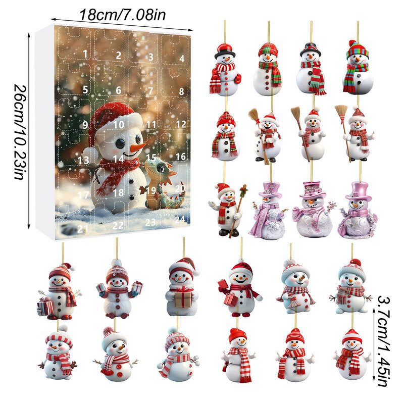 クリスマスが来たカウントダウンブラインドボックスかわいい雪だるまアクリルペンダントクリスマスカレンダーブラインドボックス|undefined
