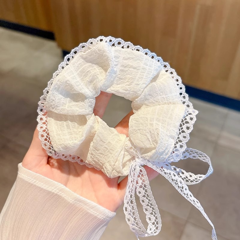 Anillo de cabello de intestino grande colección de anillo de cabello simple y fresco super inmortal flor triturada encaje adornos para el cabello popular cuerda de cabello al por mayor