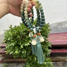 渐变绿白玉菩提根原籽手串女款手持跑环盘玩菩提子绕指柔男女通用