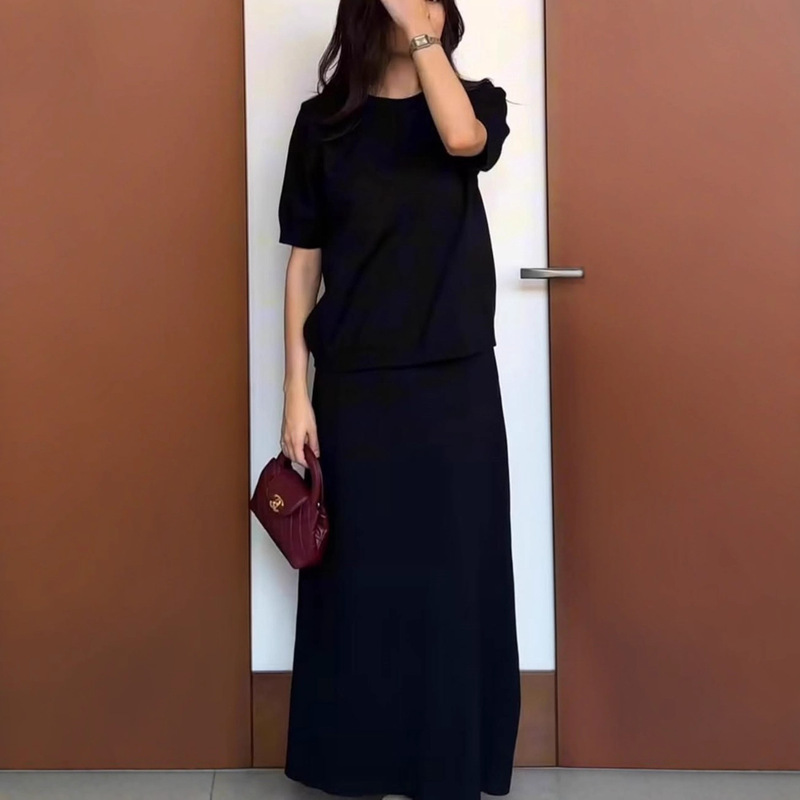 2025秋新款跨境欧美外贸女装休闲长袖开衫外套针织圆领上衣裙三件|undefined