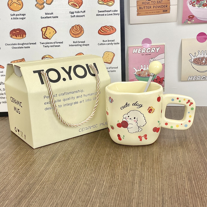 Taza de cerámica Taza de dibujos animados creativa Regalo de mano Regalo de cumpleaños lindo Taza para beber para niñas Taza de café para parejas
