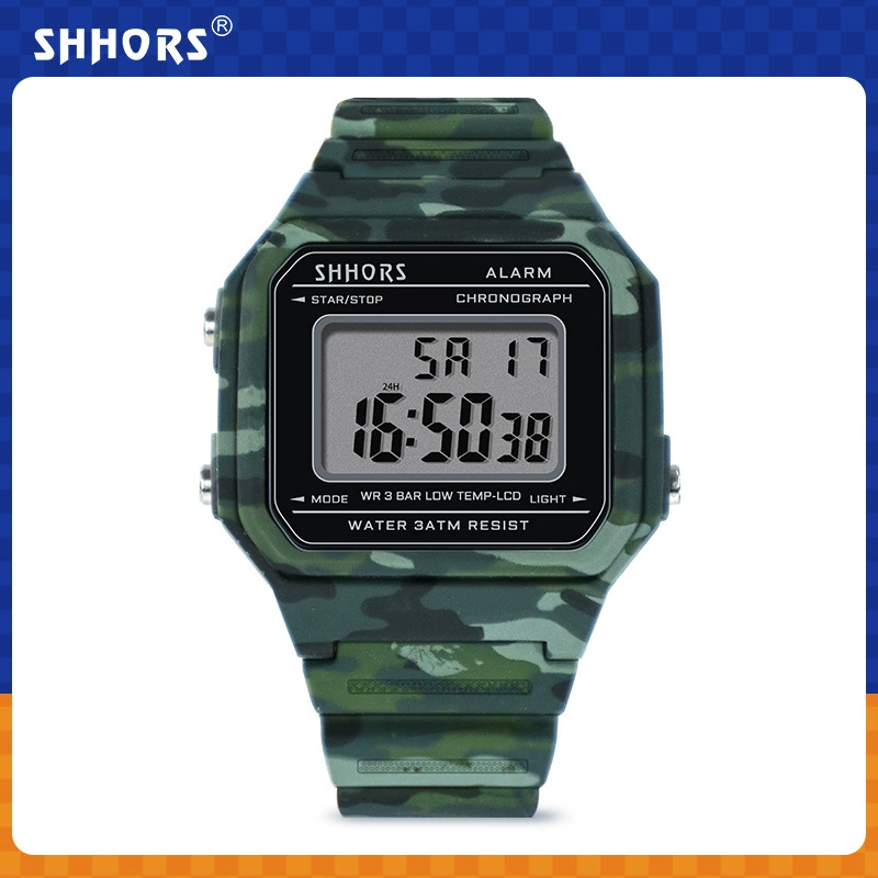 Святые обезьяны Shohors камуфляж Cool Hyun электронный Electronic Onight Alarm Молодежный студент электронные часы