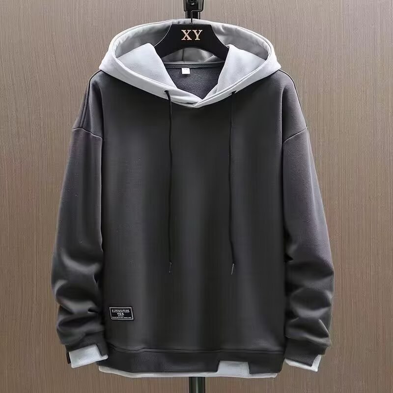 Cross-Border Foreign Trade Fake Two-Piece Sweatshirt Men's Trendy Thin Trendy Brand Men's Spring and Autumn Casual Loose Hooded Jacket Cross-Border Foreign Trade Fake Two-Piece Sweatshirt Men's Trendy Thin Trendy Brand Men's Spring and Autumn Casual Loose Hooded Jacket