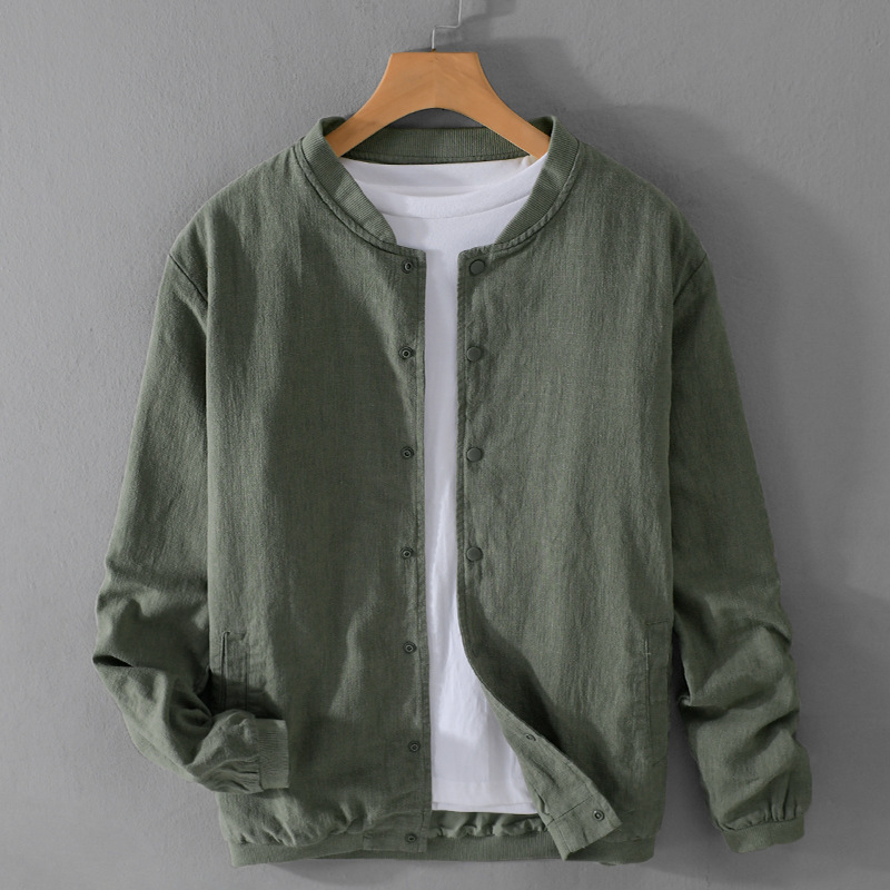 Spring and Autumn men's linen jacket simple stand collar casual youth loose cotton and linen men's jacket Y203 Spring and Autumn men's linen jacket simple stand collar casual youth loose cotton and linen men's jacket Y203
