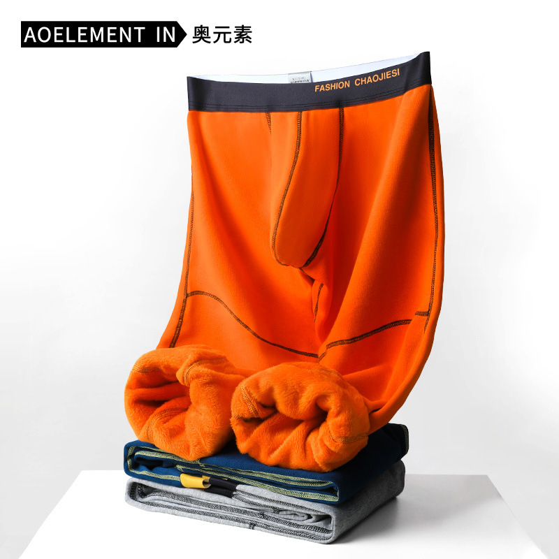 Pantalones largos de invierno ropa interior de hombre engrosada forrada de lana caliente a prueba de frío pantalones de una pieza pantalones ajustados polainas pantalones de algodón juvenil
