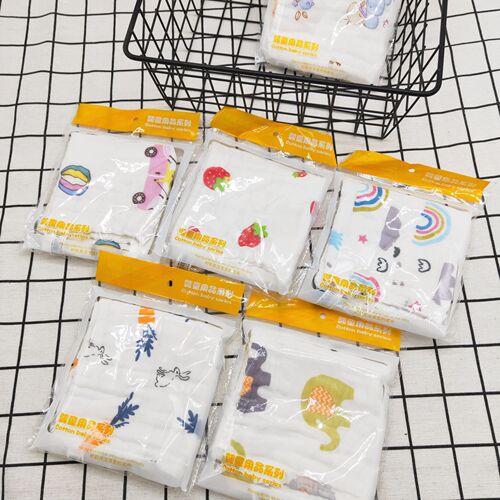 Pure cotton square towel, high-density six-layer gauze saliva towel, infant and child towel, individually packaged maternity and baby shop gift