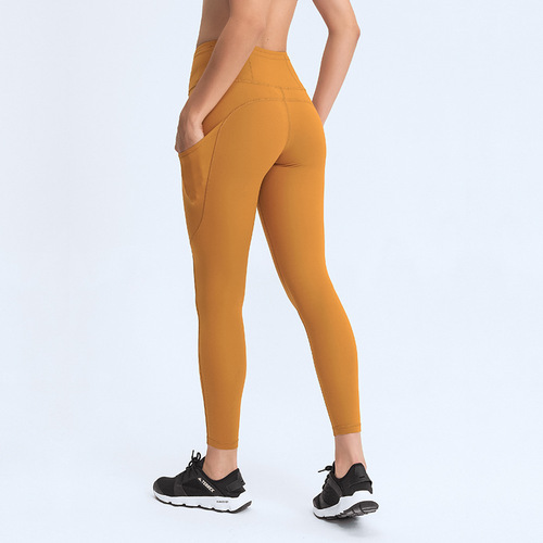 One-piece drop-shipping new autumn and winter multi-pocket sports yoga pants, hip-raising high-waist running fitness training nine-point pants