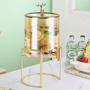 Cold Water Kettle with Faucet, High Temperature Resistant Glass Household Water Storage Cold Water Bottle, Fruit Tea Cold Brew Beverage Juice Bucket Set