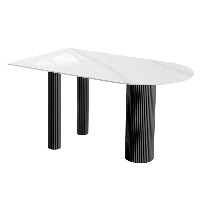 Mesa de comedor de tabla de roca, pequeña casa de tipo isla, pequeña casa de tipo integrada, moderna y simple, mesa de comedor de pared de viento de crema doméstica