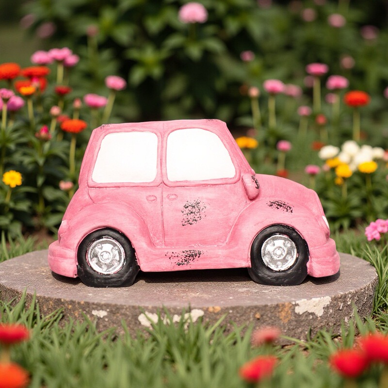 庭の装飾 ピンクの車 フェラーリ型植木鉢 大型酸化マグネシウム製植木鉢|undefined