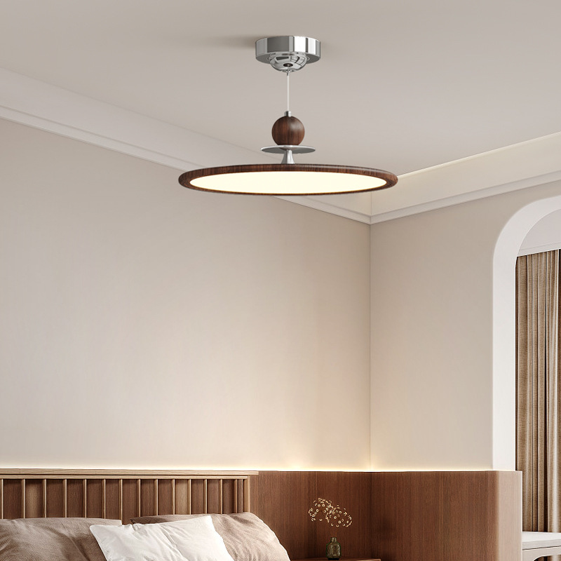 Diseño de lámpara de techo silenciosa lámpara de techo dormitorio antiguo ojo protector de madera lámpara de viento color principal antiguo restaurante candelier nuez