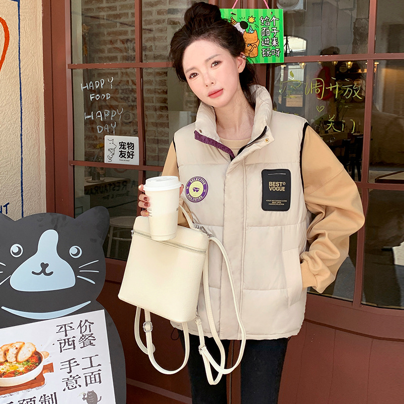 Algodón chaleco mujer 2025 invierno nuevo estilo coreano etiqueta de cuello de hombro de algodón casual sensación de diseño chaleco chaqueta de moda image 7