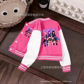 26女童跨境爆款红鼻子 猎魔女团 春秋儿童 短款棒球服套装棒球服