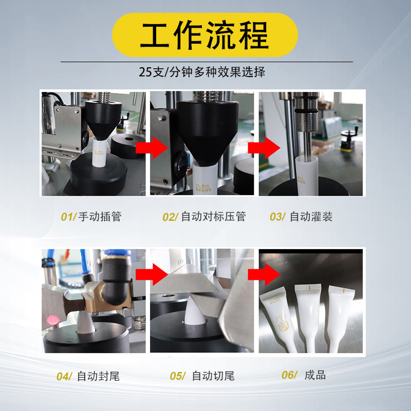 Jiarun Semi-Automatic Gel Foundation Liquid Paste Composite Tube Sealing Machine Turntable Type Ultrasonic Canning Sealing Machine