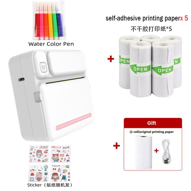 C19 파우더에는 인쇄용지 1롤 + 인쇄용지 5롤 + 색펜 6개 + 스티커가 함께 제공됩니다.