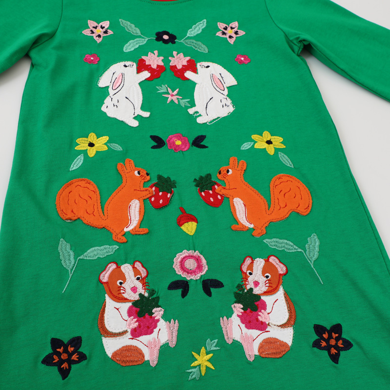 Vestido de primavera y otoño para niñas, estilo europeo y americano, vestido infantil de manga larga con bordado.