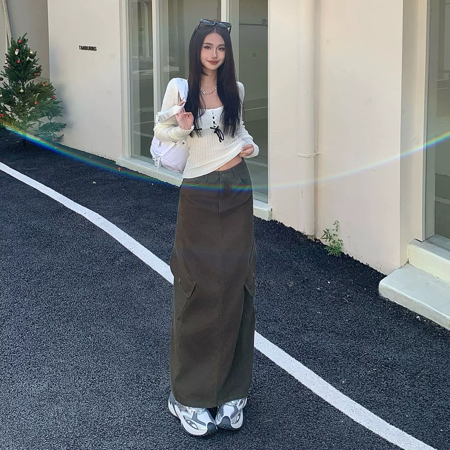 复古后开叉牛仔半身裙女2026新款春季修身显瘦百搭中长款工装长裙