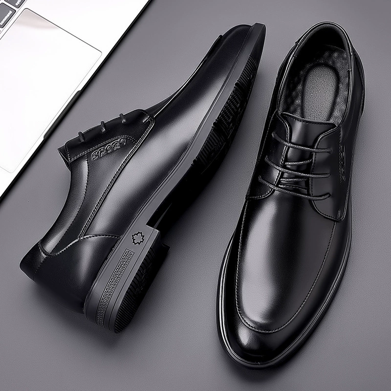 Мужская деловая кожаная обувь, официальная повседневная обувь, весенняя обувь из воловьей кожи, туфли британского джентльмена, черные одиночные туфли Four Seasons