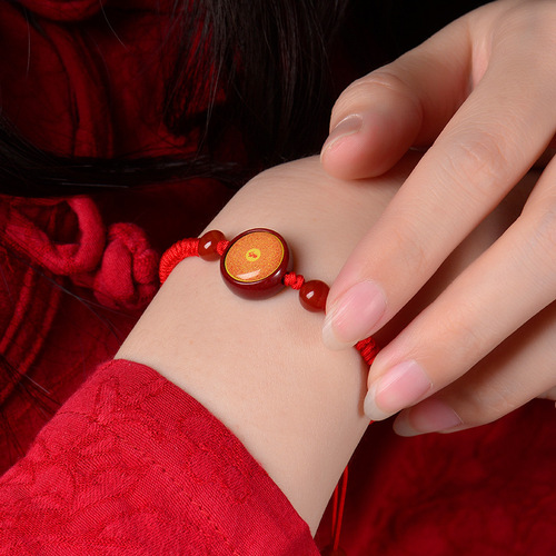 Cinnabar bracelet, green tara, can be customized with patterns, Zakilam men and women, new Chinese style hand-woven hand rope thangka