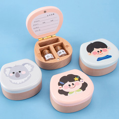 乳歯ケース赤ちゃんの胎髪収納ケースプレゼント子供記念品木製ネットレッド歯収納ケース男の子女の子