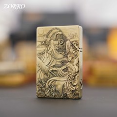 佐羅ZL8狭機薄機小重甲ライター男性プレゼントレリーフ女性判官白黒財神ライター