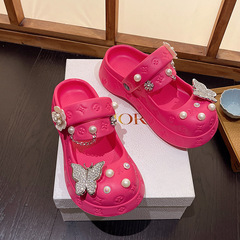 Cute Butterfly Platform Princess Shoes | Squeaky-Foam Slippers for Women | Stylish, Versatile Outerwear Sandals with Closed Toes