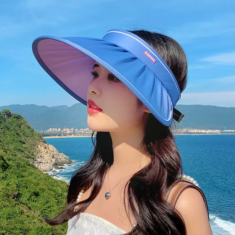 空顶太阳帽防紫外线女夏季遮脸遮阳防晒帽户外亲子游大帽檐贝壳帽