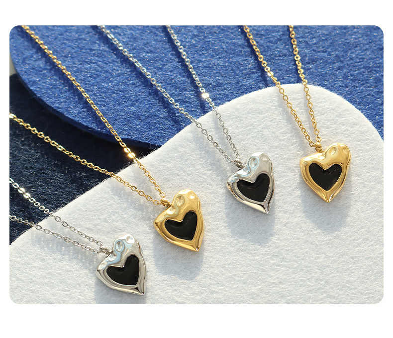 Fashion Heart Shape Titanium Steel Pendant Necklace Enamel Plating Stainless Steel Necklaces_colorza_4
