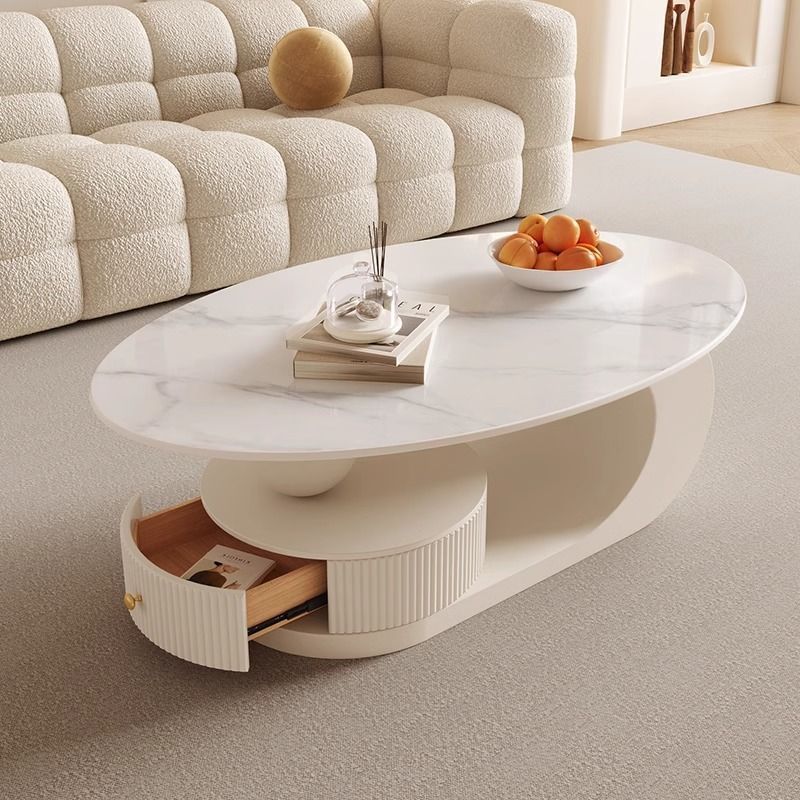 Tabla de té ovalada de roca de viento de crema, tabla de té de hierro forjado de sala de estar, nuevo tipo de té negro en línea