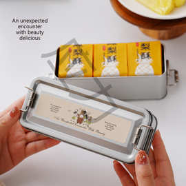 新款复古搭扣凤梨酥铁盒烘焙蛋糕糖果曲奇饼干包装盒子圣诞节礼盒