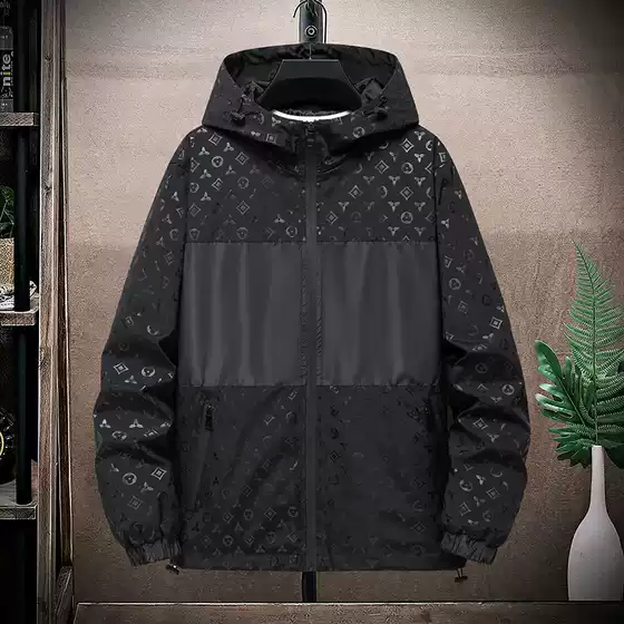 Cross-border European Site Men's Plus Size Spring Jacket Casual Hooded Loose Fit Trendy Outerwear