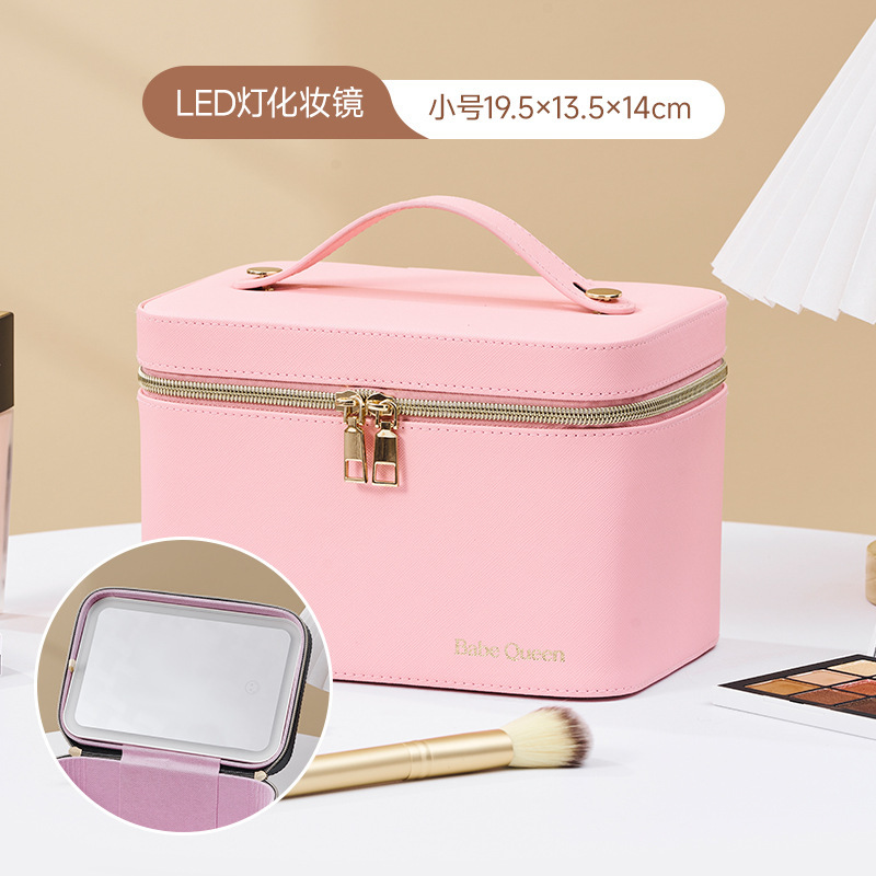 Fábrica directa de maquillaje de lámpara LED de alta capacidad de alta sensibilidad espejo de manicura maleta de almacenamiento