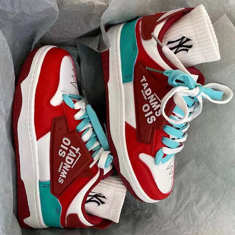 2023秋季ins风撞色休闲德训鞋男ulzzang小众潮流中国红运动滑板鞋