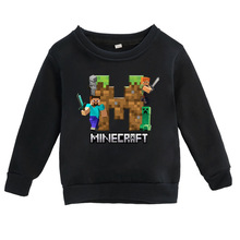 外贸潮流Minecraft童装圆领上衣宽松休闲长袖秋冬抓绒日本大卫衣