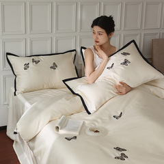 高檔A類60s奧地利LF蘭精天絲刺繡四件套涼感絲滑床單被套夏季床品