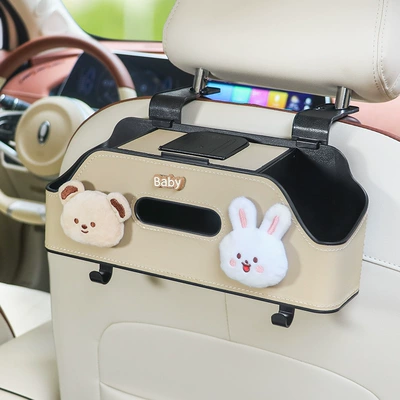 Car cup holder/beverage holder Seat Back Storage Rack Water - cute-bear-and-rabbit-beige-chair-back-multifunctional-storage-box-upgraded-integrated-mobile-phone-holder