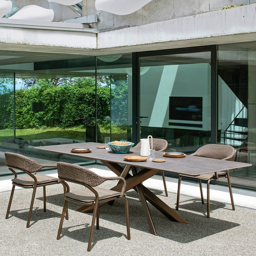Nórdico al aire libre mesa de comedor silla ratán luz lujo Rock placa balcón creativo patio simple ocio Villa combinación sala al aire libre