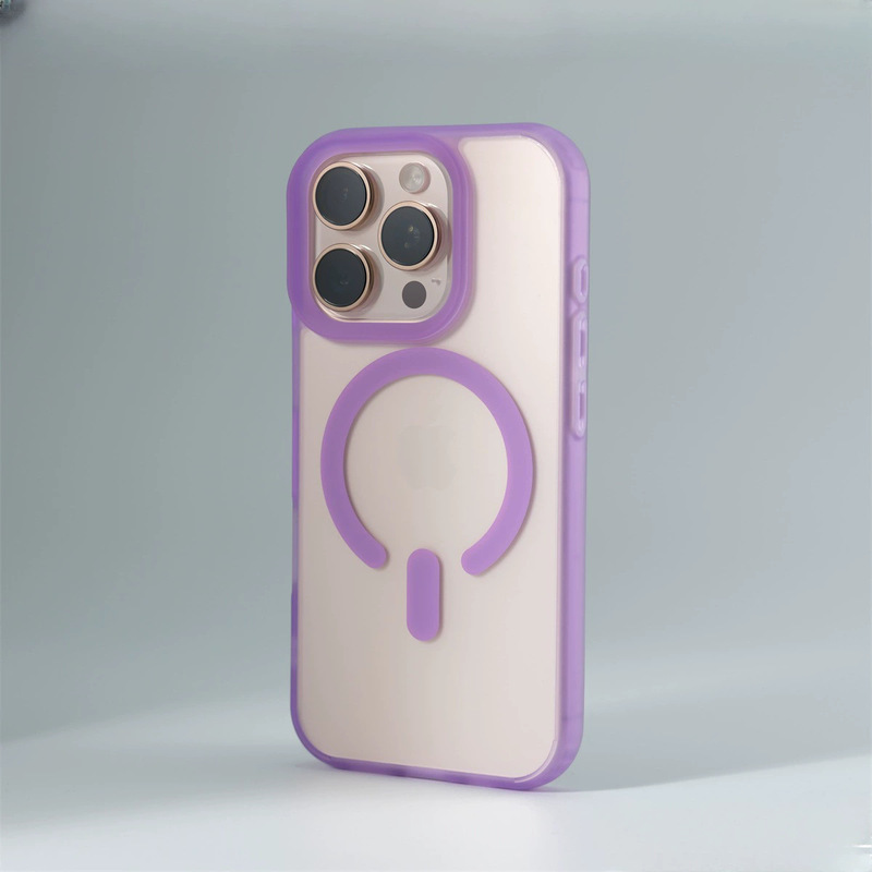 iPhone17に適した肌触りの良いアイスミスト半透明磁気吸着式スマホケース、Apple 16promax用耐衝撃PC保護ケース|undefined