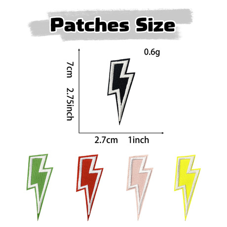 Cowboy Hat Patches 7cm Flash Lightning Black Green Pink Yellow Red Patch Embroid
