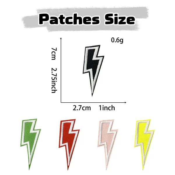 7cm Flash Lightning Black Green Pink Yellow Red Patch Embroider Cloth Patch Embroider Seal Suitable for Hats and Jeans