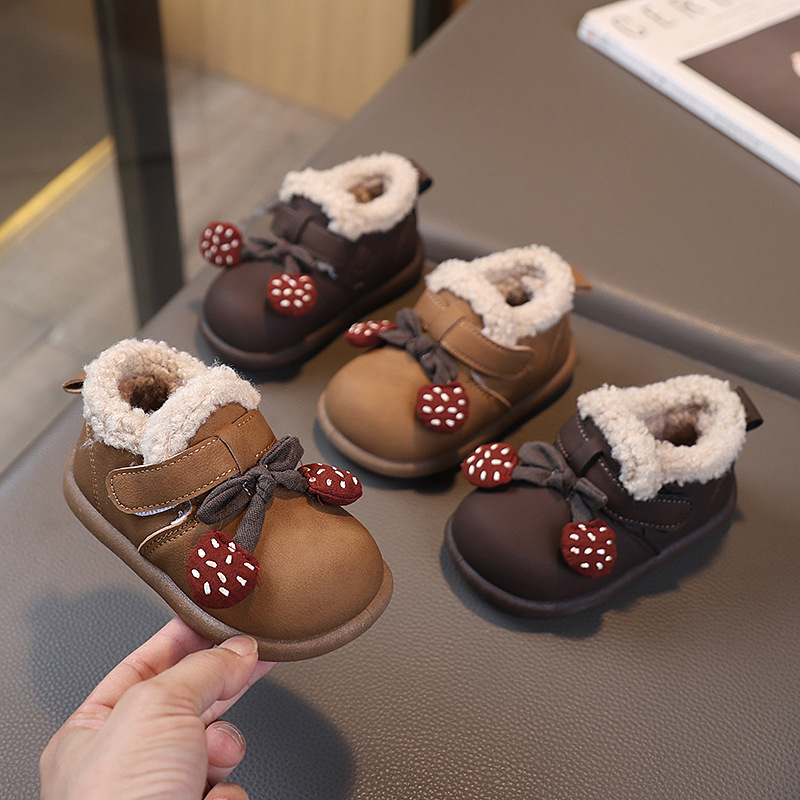 2025 New Winter Baby Cotton Shoes, Soft-Soled Children's Boots, Cute Girls' Toddler Shoes, Fleece-Lined Short Boots, Snow Boots