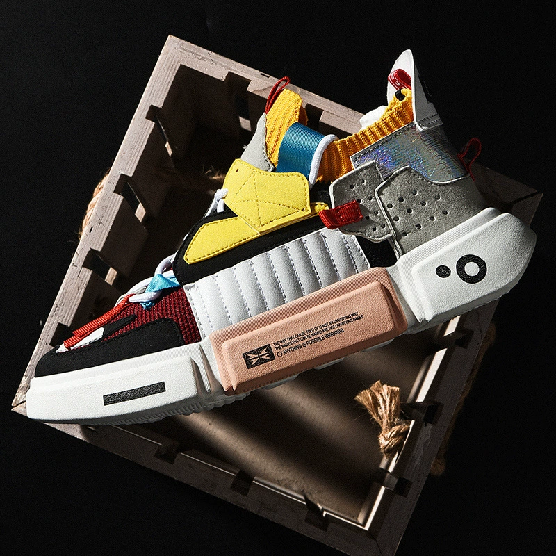 Мужская обувь, осенняя новая дышащая обувь для пар Super Fire, Мужская Корейская индивидуальная обувь цвета прилива, чистая красная обувь старого отца Goo