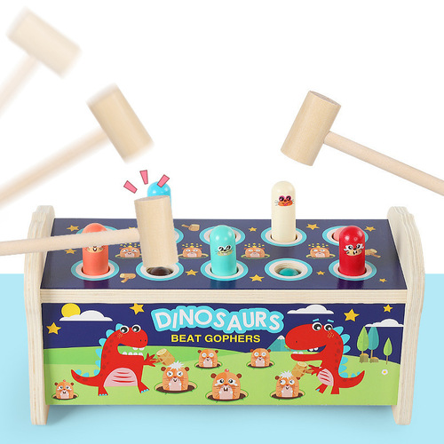 Wooden whack-a-mole game toy, fun parent-child interactive leisure toy, children's educational early education, fire truck