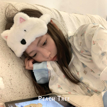 新款少女卡通可爱毛绒西高地睡眠眼罩甜美百搭午睡遮光眼罩批发