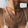 Fashionable silver chain, necklace, accessory hip-hop style, gold and silver, European style, punk style