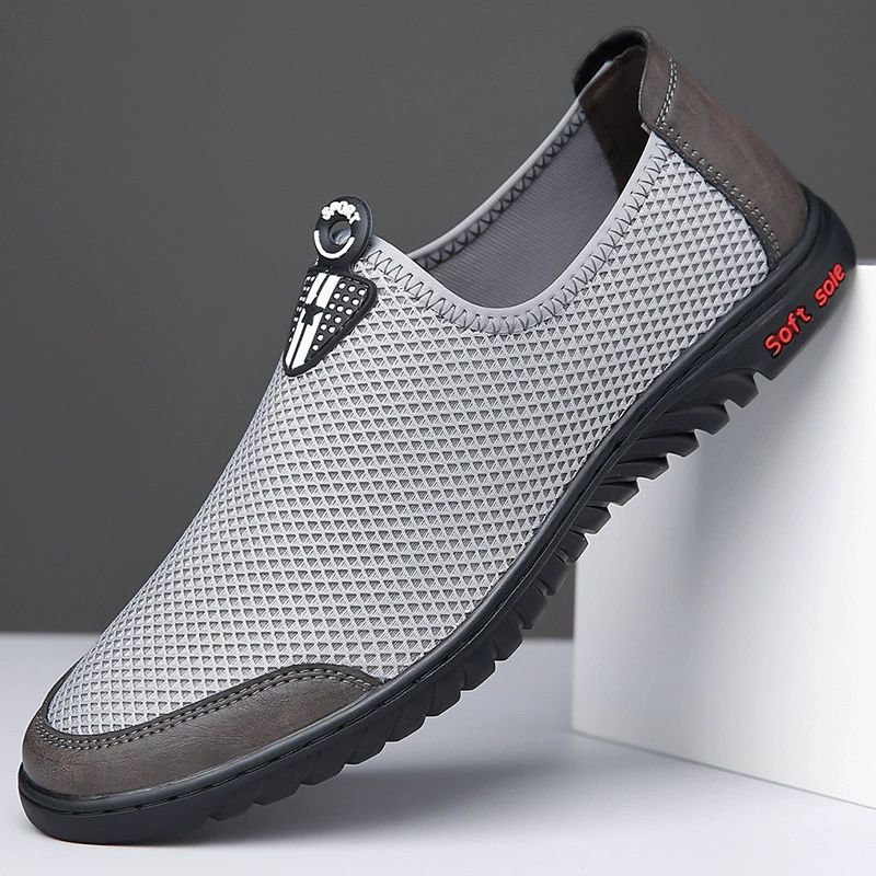 2024 Летняя новая мужская летающая сетка дышащая повседневная обувь ручной работы на мягком подошве мягкая обувь для прогулок 1166