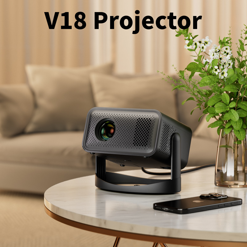 Cross-Border V18 Projector Home High-Definition 4K Mobile Phone Wireless Same-Screen Bedroom Wall Projector Small Mini