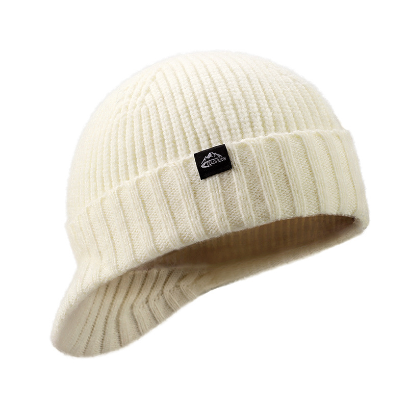 Dames herfst en winter Antarctisch fluweel Warme gebreide koude muts met grote hoofdband Veelzijdige wollen muts, gepersonaliseerd_voghion.com